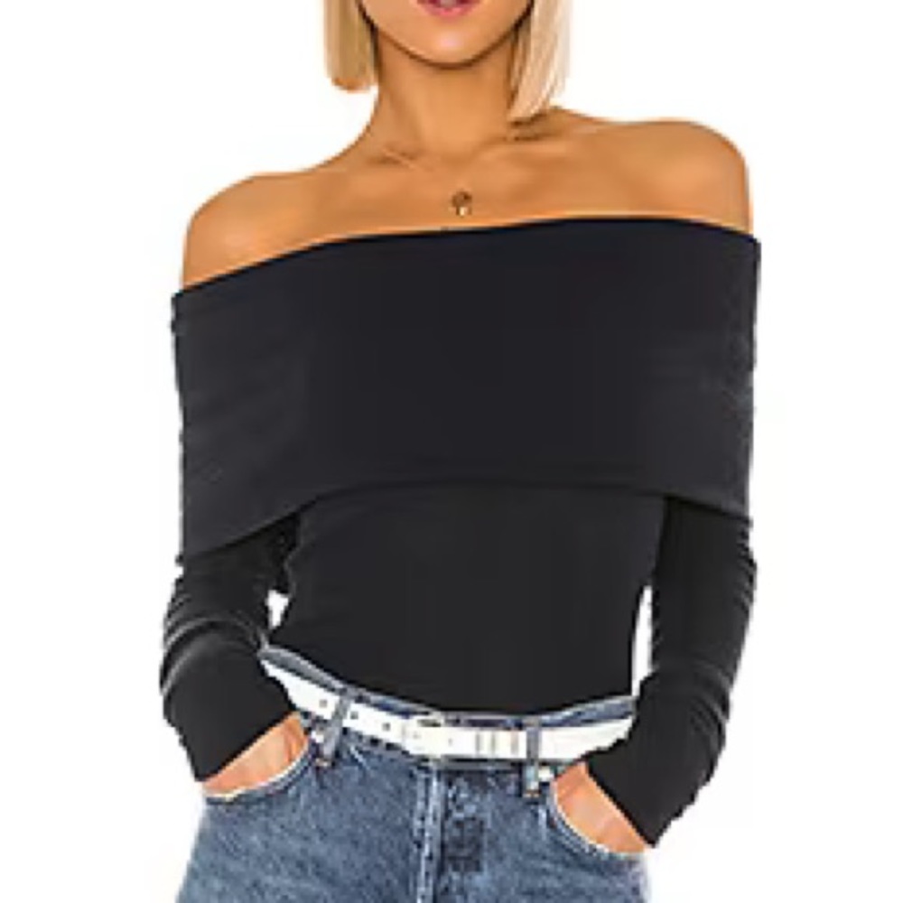 Free People, Off-Shoulder Black Long-Sleeve Top - Women